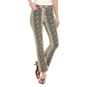 MOTHER Beige and Black Snake-Print Flare Jeans